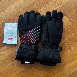 Black 3M Thinsulate Winter Gloves with Red Accents New- XL